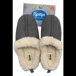 Floopi Women's Selene Faux Suede with Aztec Trim Clog Slipper Gray -